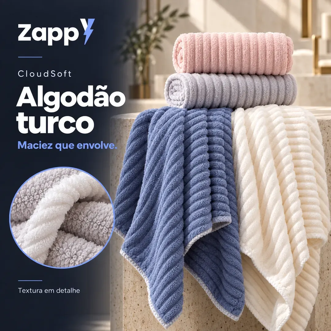 CloudSoft, Toalha Premium Algodão Turco | Kit 10 Banhão com 10 Rosto, foto 3