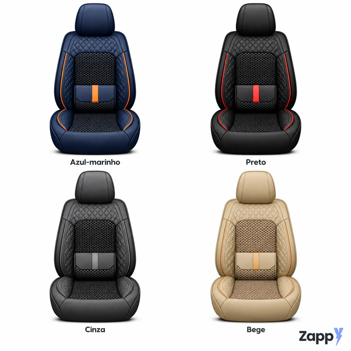 As quatro cores do kit: azul-marinho, preto, cinza e bege