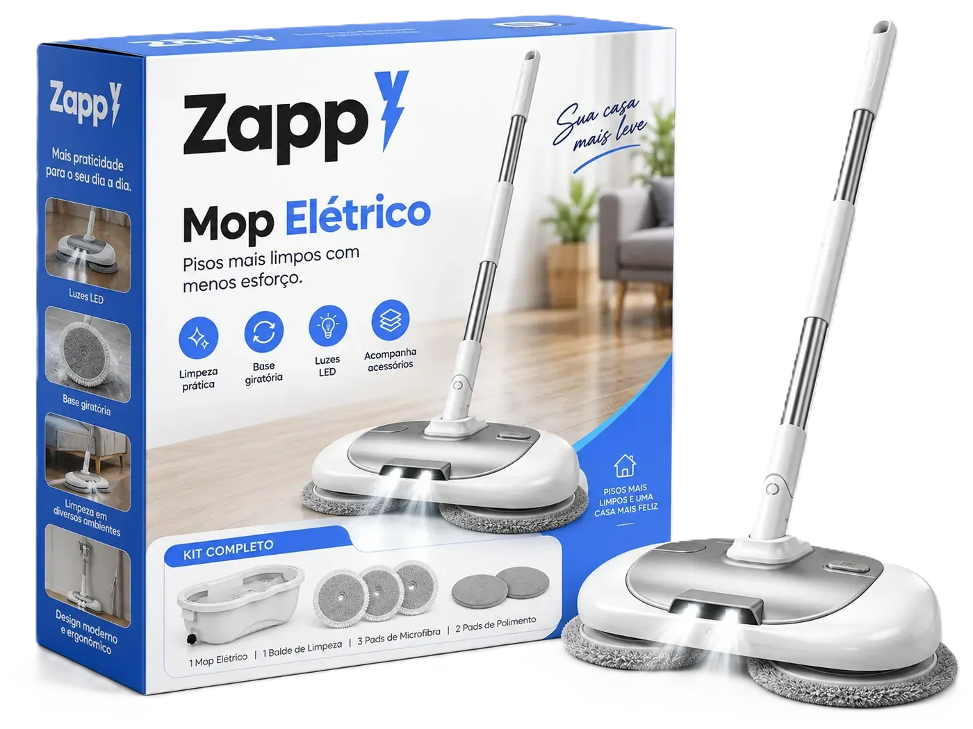 Mop Elétrico Spin 360° com Módulos, Tanque e Refis Extras, foto 2